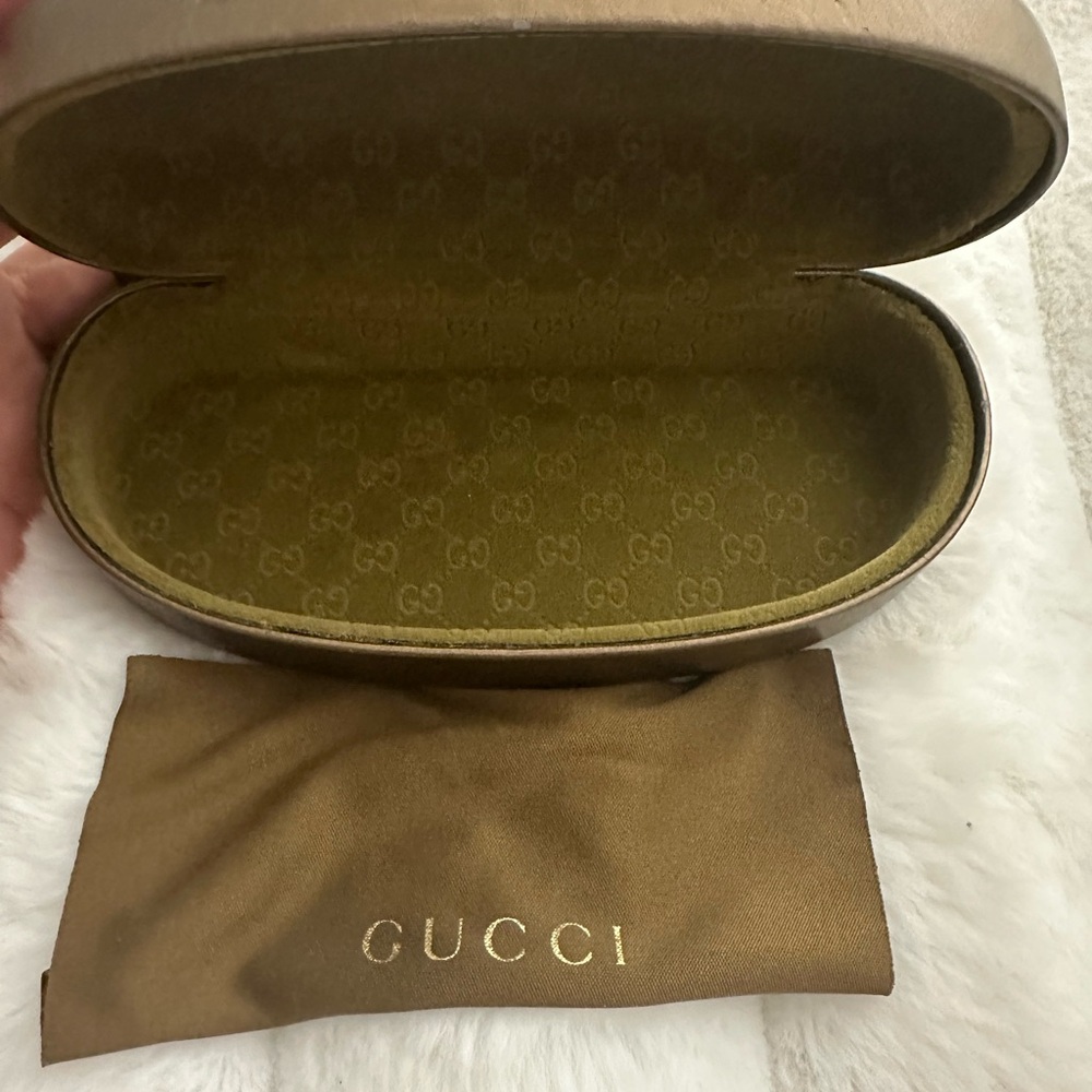 Gucci Tan Sunglasses Case with Logo Interior